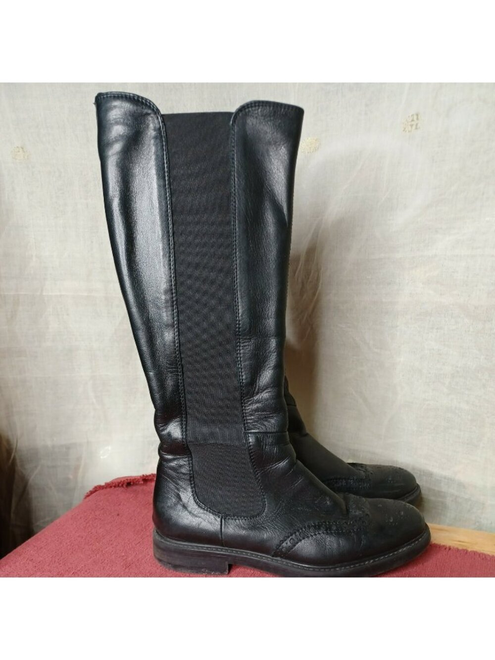 Lavorazione Artigiana Womens Sz 6 Vero Cuoio Italian Black Leather Fancy Boots
